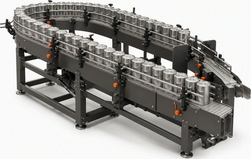 Can accumulation and infeed conveyor
